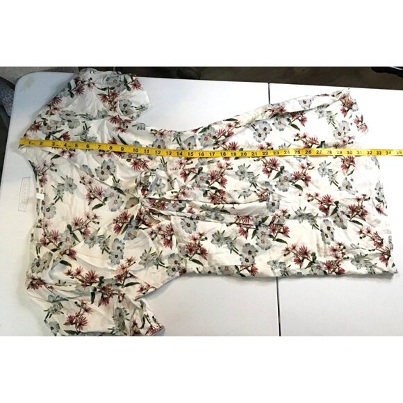 COTTON CANDY LA WOMENS WHITE FLORAL MINI DRESS SHORT SLEEVE TYE FRONT SIZE SMALL - Picture 9 of 9